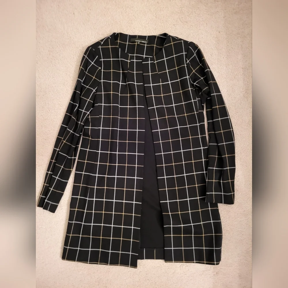 Amanda & Chelsea Black Open Front Checked Blazer - Picture 1 of 2
